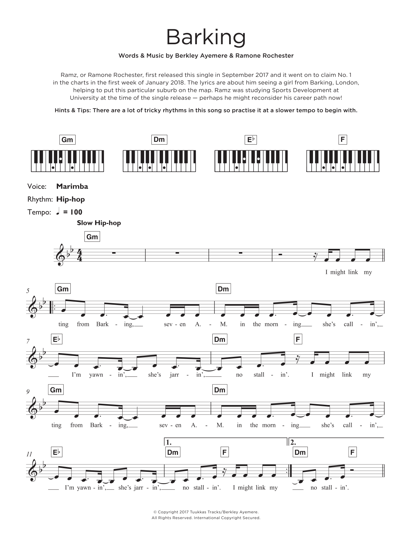 Ramz Barking Sheet Music Notes & Chords for Really Easy Piano - Download or Print PDF
