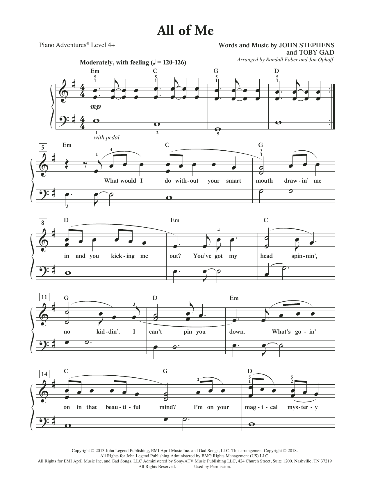 Randall Faber & Jon Ophoff All of Me Sheet Music Notes & Chords for Piano Adventures - Download or Print PDF