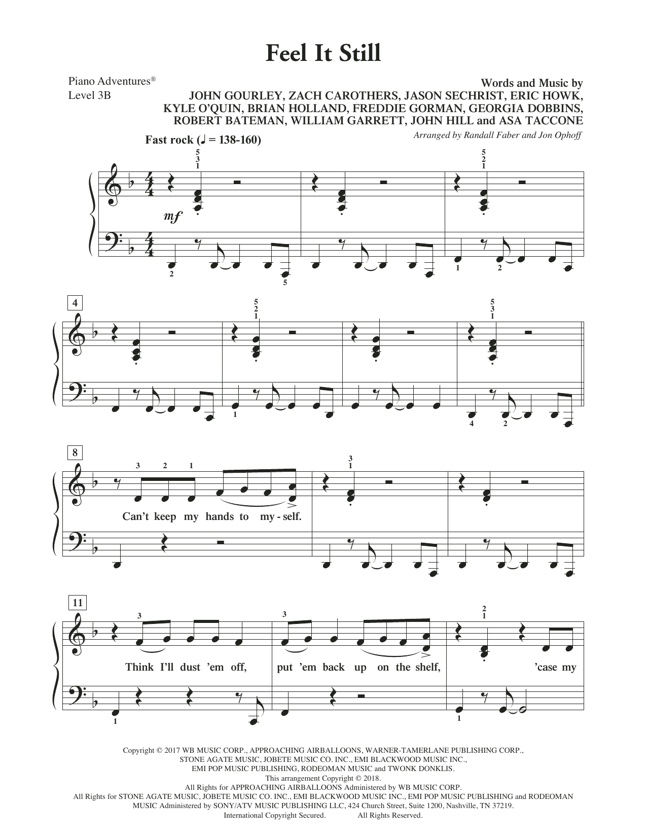 Randall Faber & Jon Ophoff Feel It Still Sheet Music Notes & Chords for Piano Adventures - Download or Print PDF
