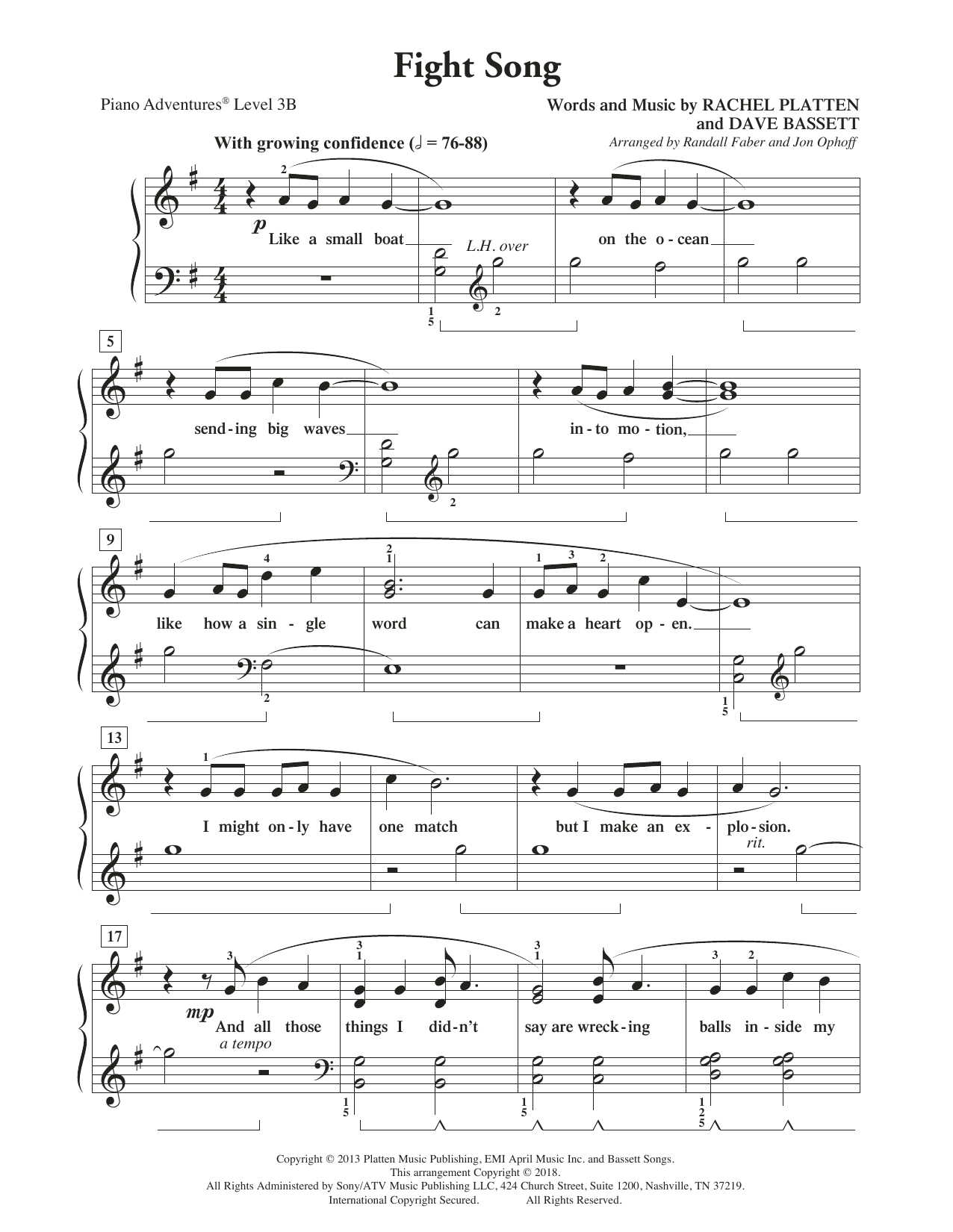 Randall Faber & Jon Ophoff Fight Song Sheet Music Notes & Chords for Piano Adventures - Download or Print PDF