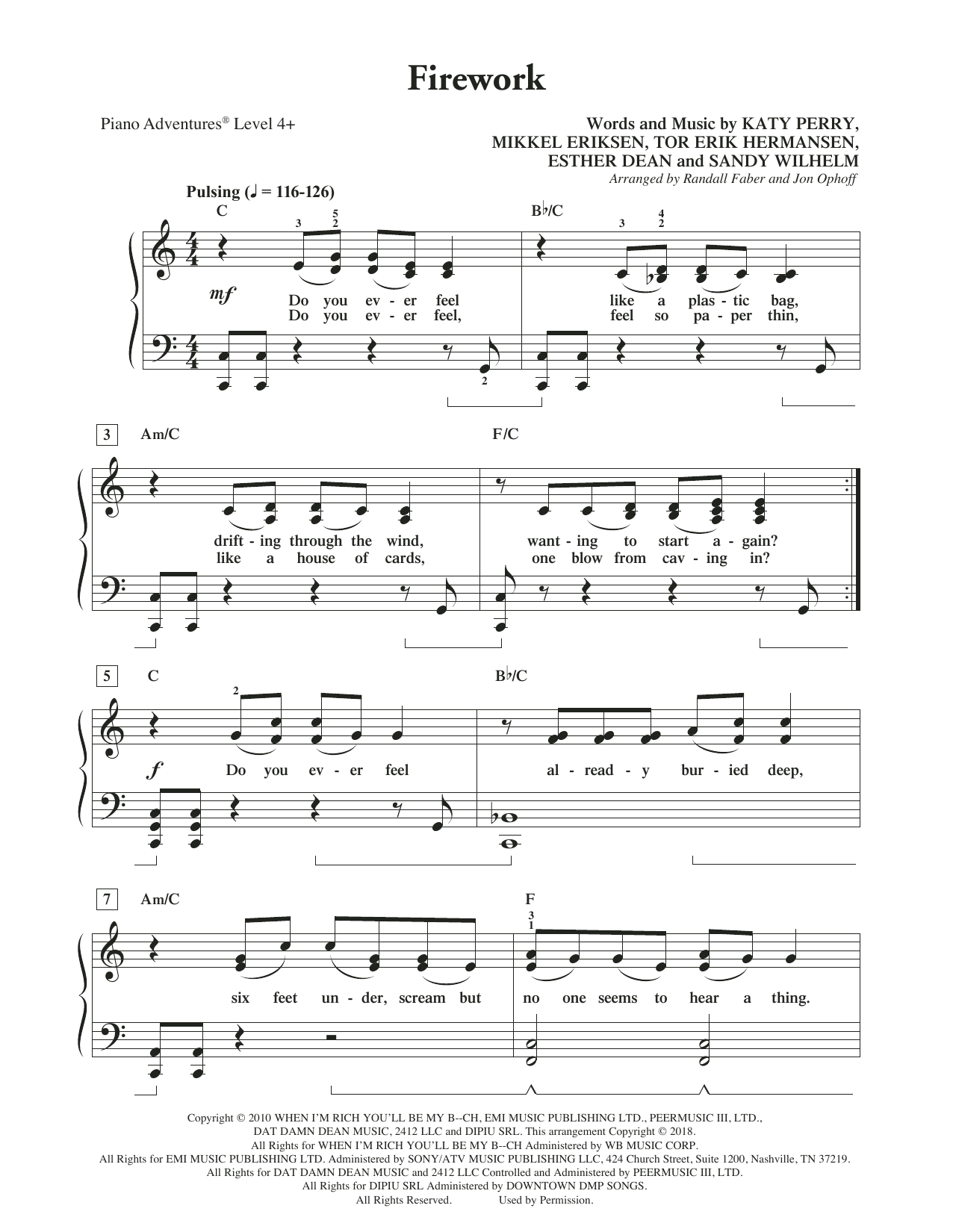 Randall Faber & Jon Ophoff Firework Sheet Music Notes & Chords for Piano Adventures - Download or Print PDF