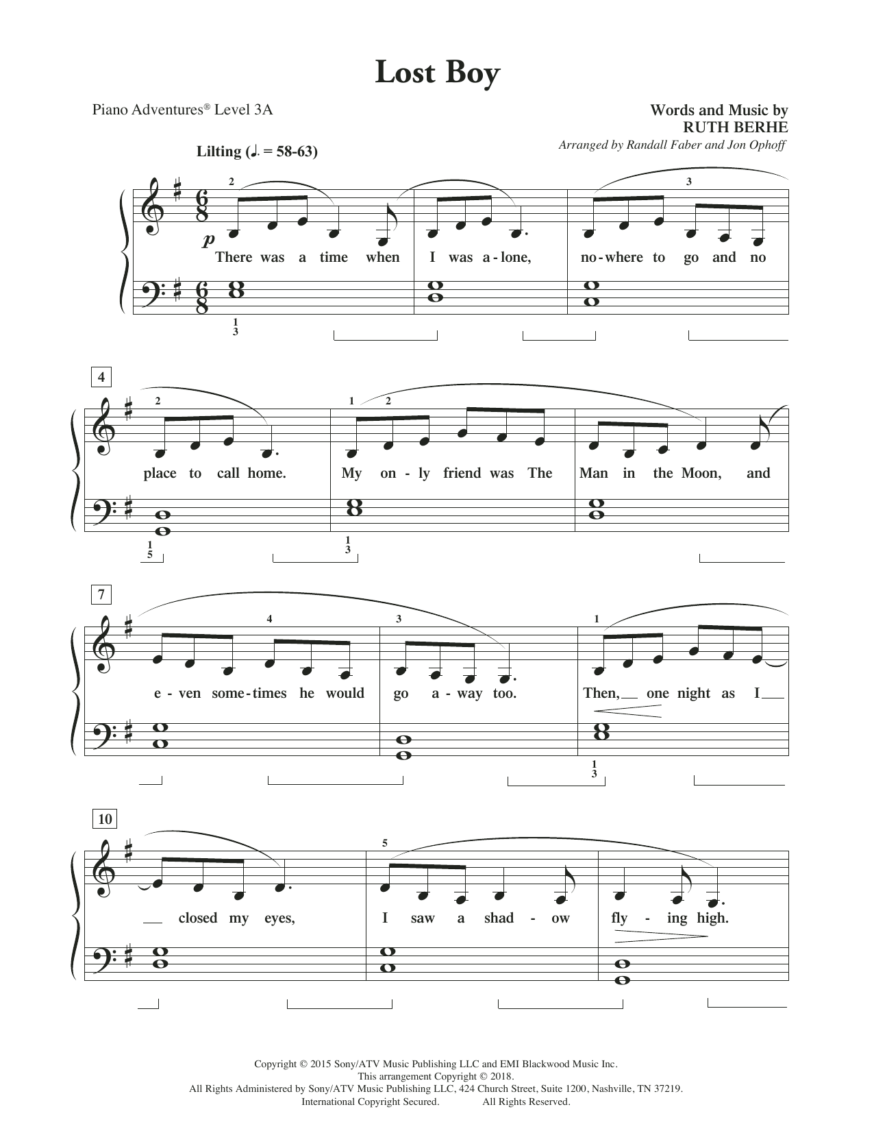 Randall Faber & Jon Ophoff Lost Boy Sheet Music Notes & Chords for Piano Adventures - Download or Print PDF