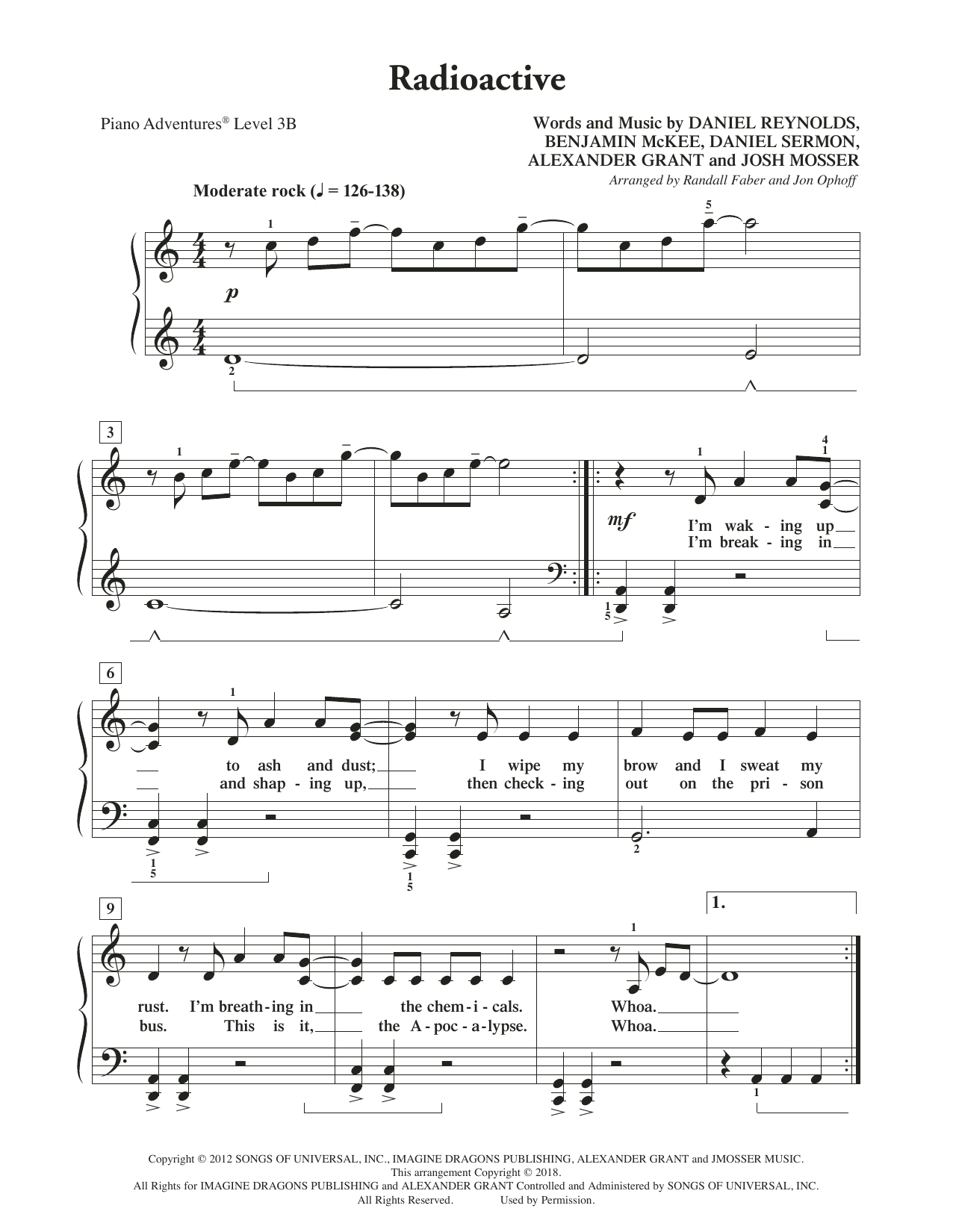 Randall Faber & Jon Ophoff Radioactive Sheet Music Notes & Chords for Piano Adventures - Download or Print PDF