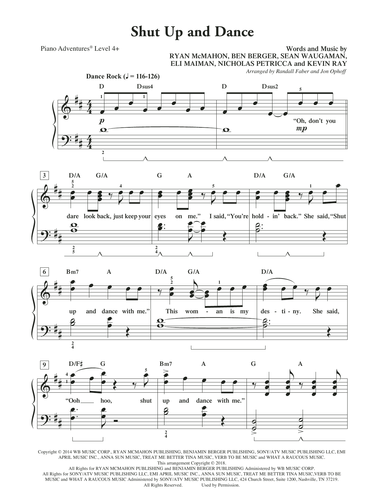 Randall Faber & Jon Ophoff Shut Up and Dance Sheet Music Notes & Chords for Piano Adventures - Download or Print PDF