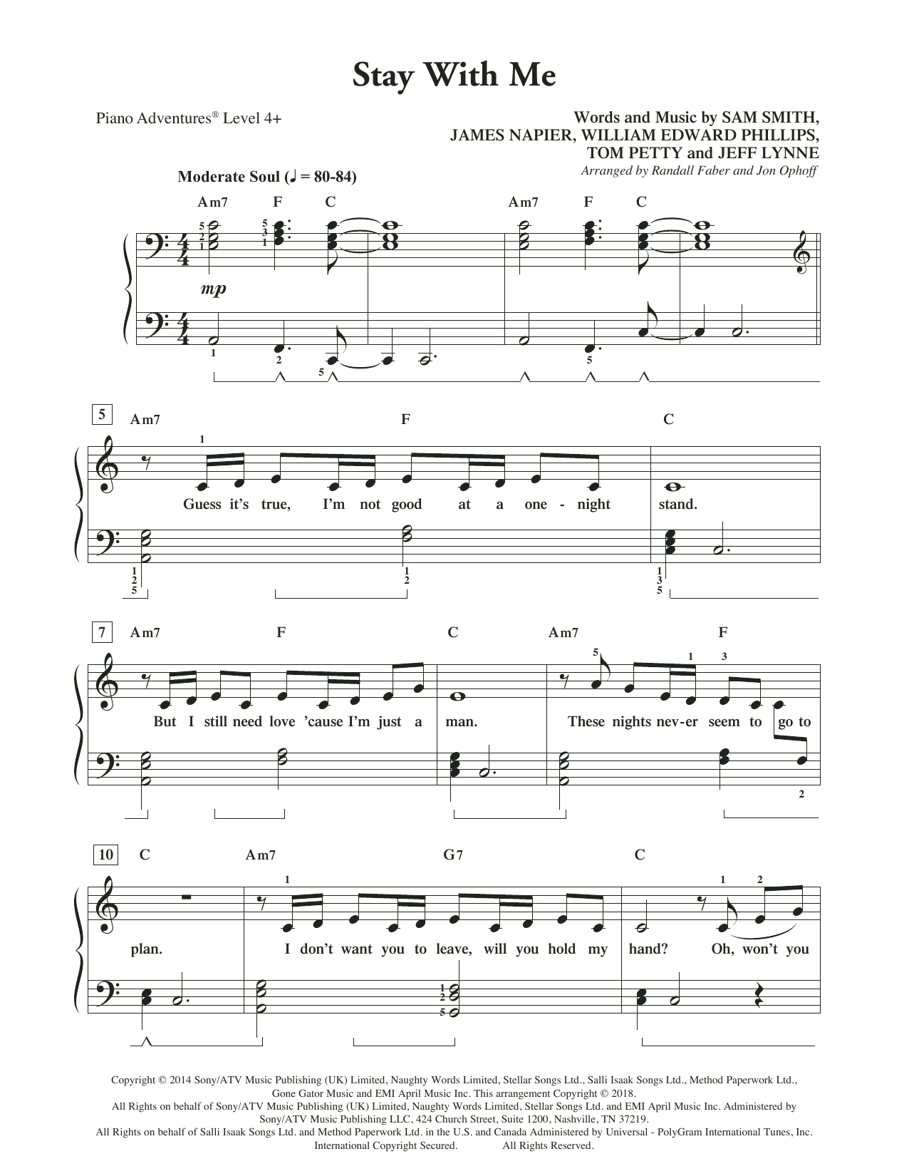 Randall Faber & Jon Ophoff Stay with Me Sheet Music Notes & Chords for Piano Adventures - Download or Print PDF