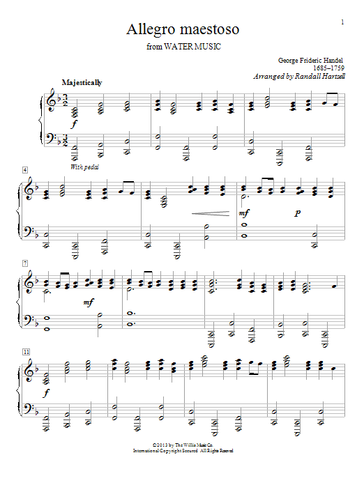 Randall Hartsell Allegro Maestoso Sheet Music Notes & Chords for Piano - Download or Print PDF