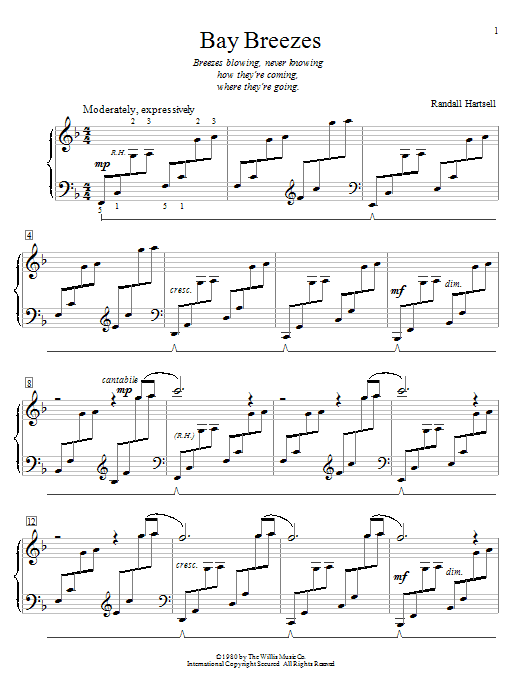 Randall Hartsell Bay Breezes Sheet Music Notes & Chords for Educational Piano - Download or Print PDF