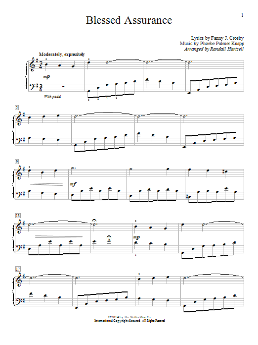 Randall Hartsell Blessed Assurance Sheet Music Notes & Chords for Educational Piano - Download or Print PDF