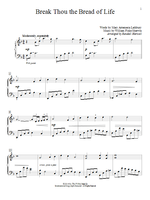 Randall Hartsell Break Thou The Bread Of Life Sheet Music Notes & Chords for Educational Piano - Download or Print PDF