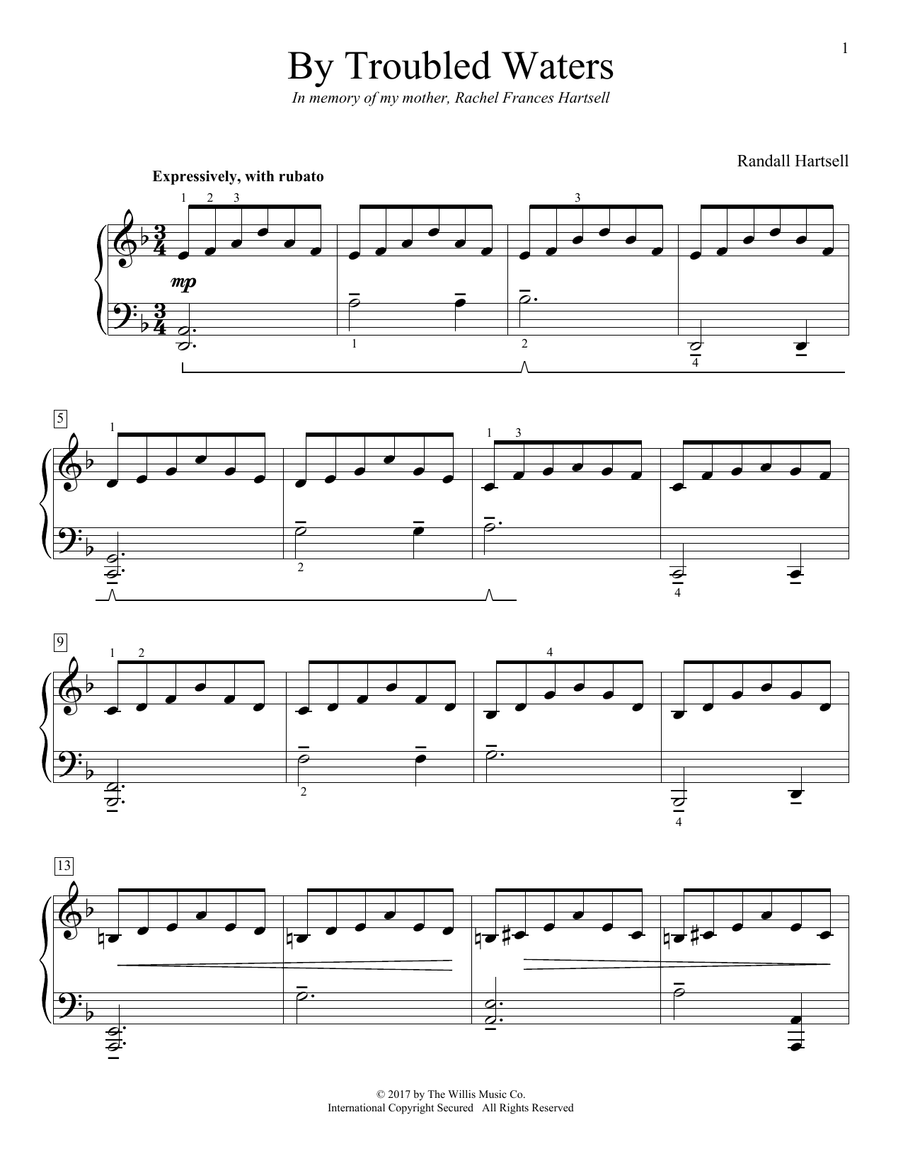 Randall Hartsell By Troubled Waters Sheet Music Notes & Chords for Educational Piano - Download or Print PDF
