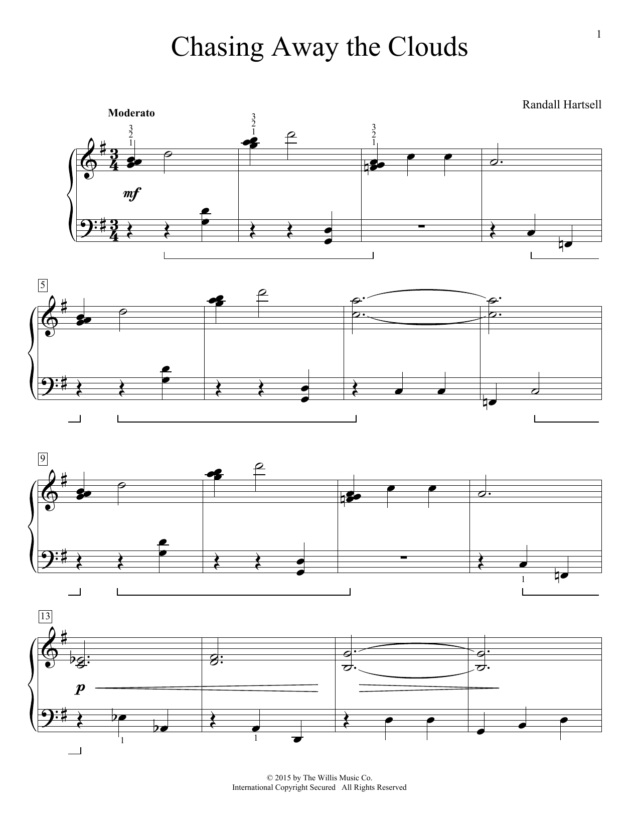 Randall Hartsell Chasing Away The Clouds Sheet Music Notes & Chords for Educational Piano - Download or Print PDF