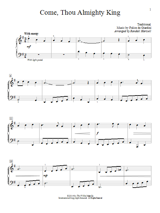 Randall Hartsell Come, Thou Almighty King Sheet Music Notes & Chords for Educational Piano - Download or Print PDF