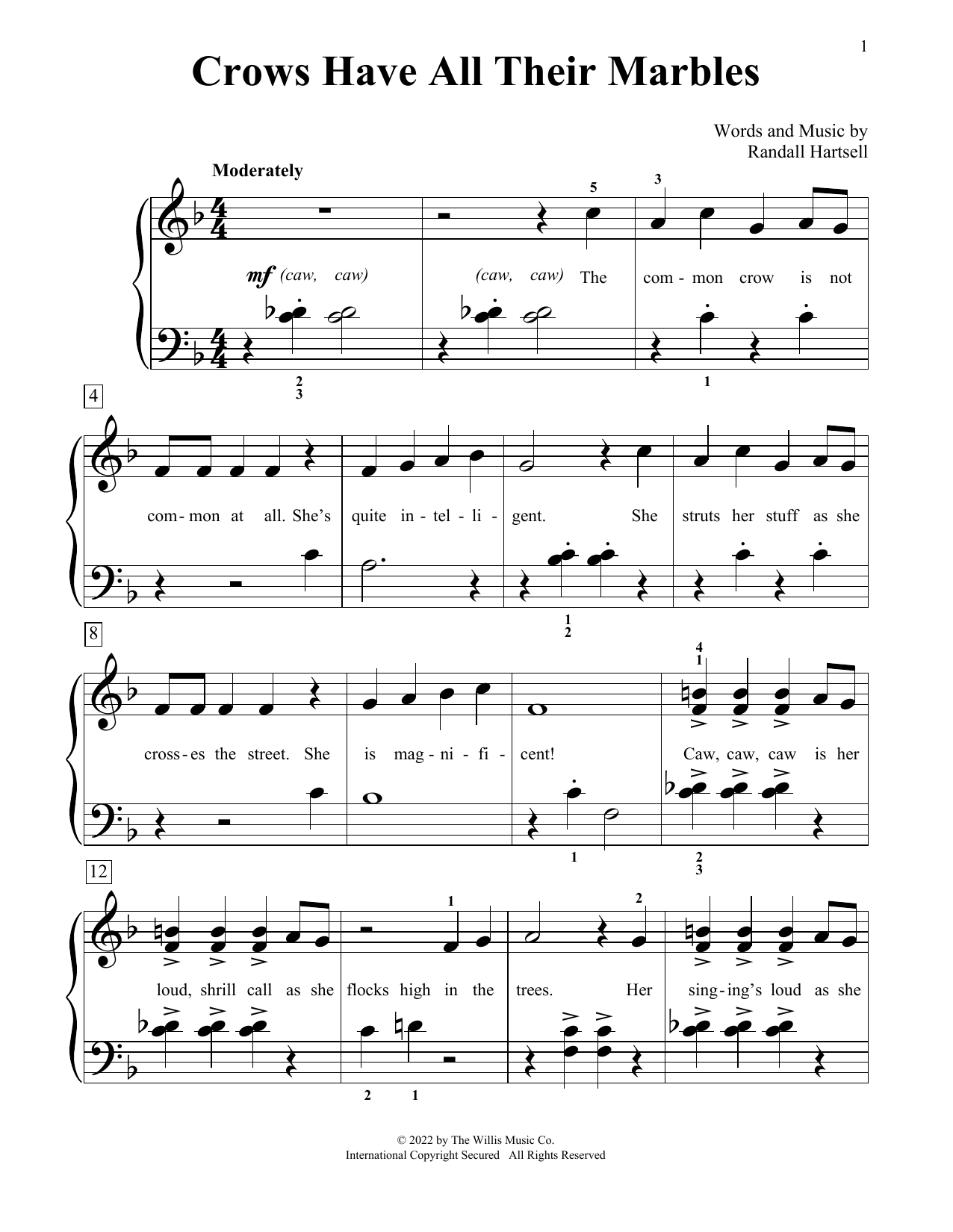 Randall Hartsell Crows Have All Their Marbles Sheet Music Notes & Chords for Educational Piano - Download or Print PDF