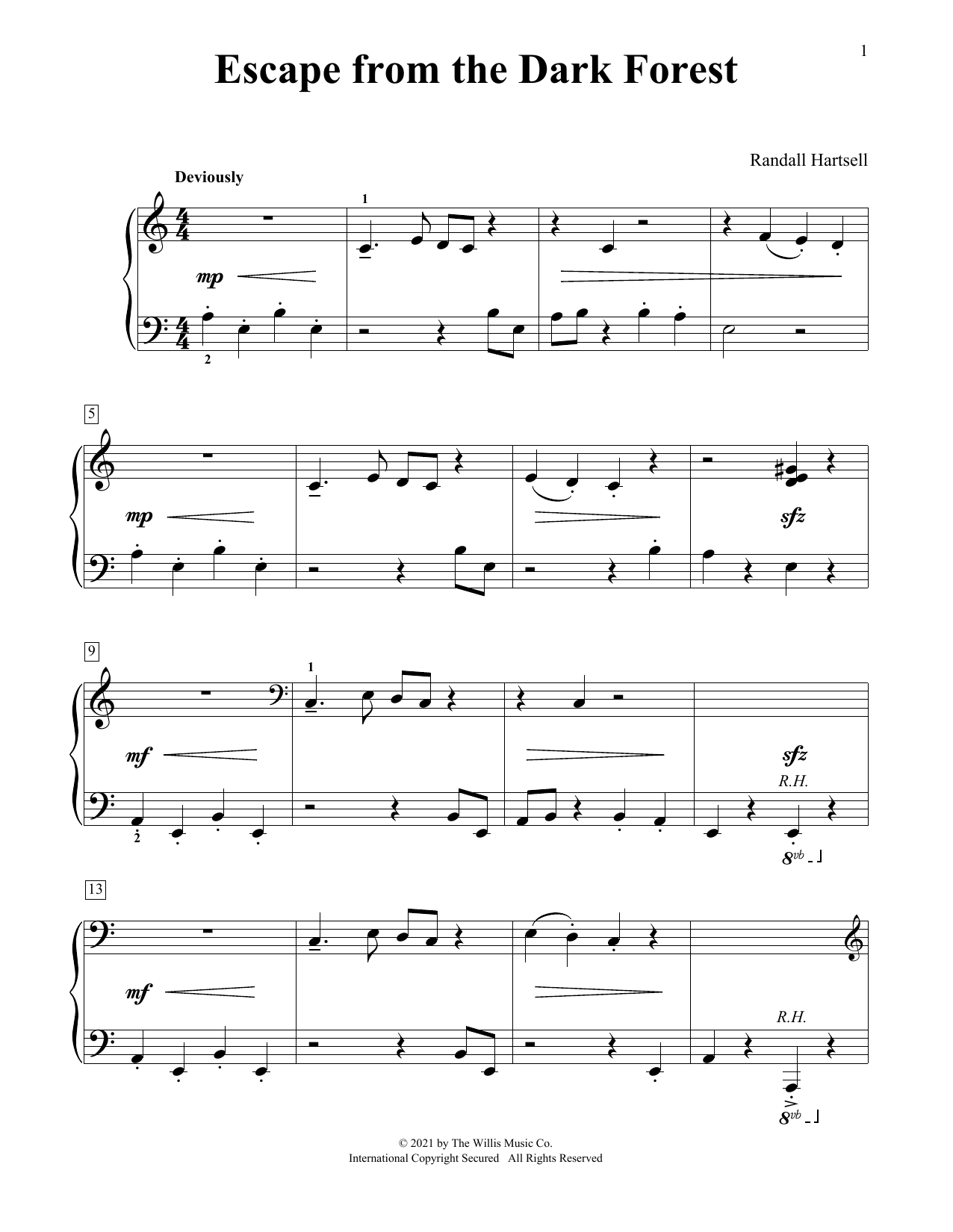 Randall Hartsell Escape From The Dark Forest Sheet Music Notes & Chords for Educational Piano - Download or Print PDF