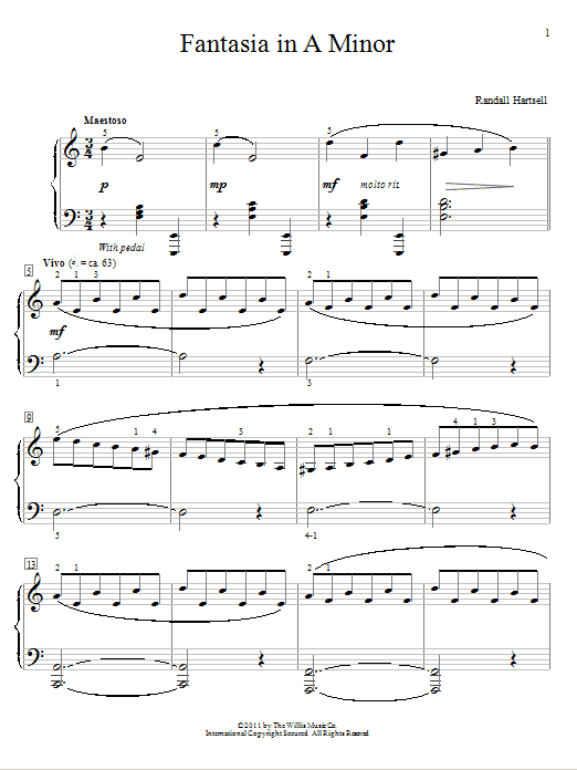 Randall Hartsell Fantasia In A Minor Sheet Music Notes & Chords for Educational Piano - Download or Print PDF