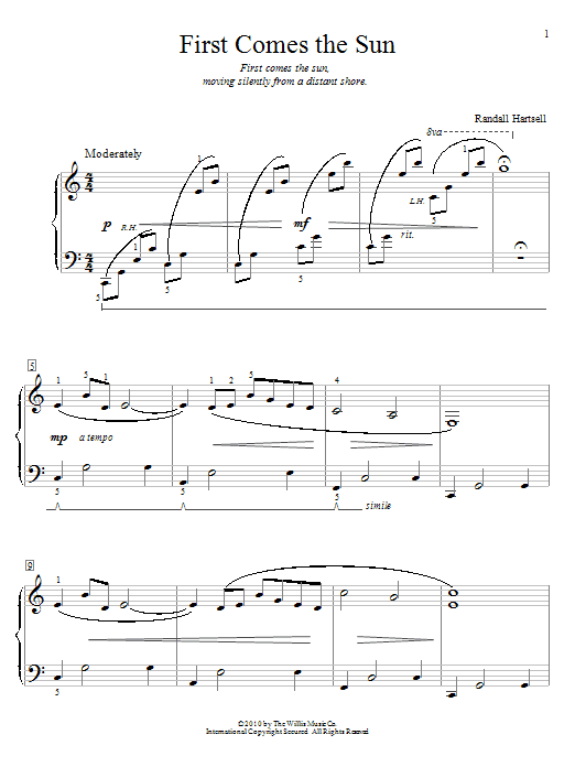 Randall Hartsell First Comes The Sun Sheet Music Notes & Chords for Educational Piano - Download or Print PDF