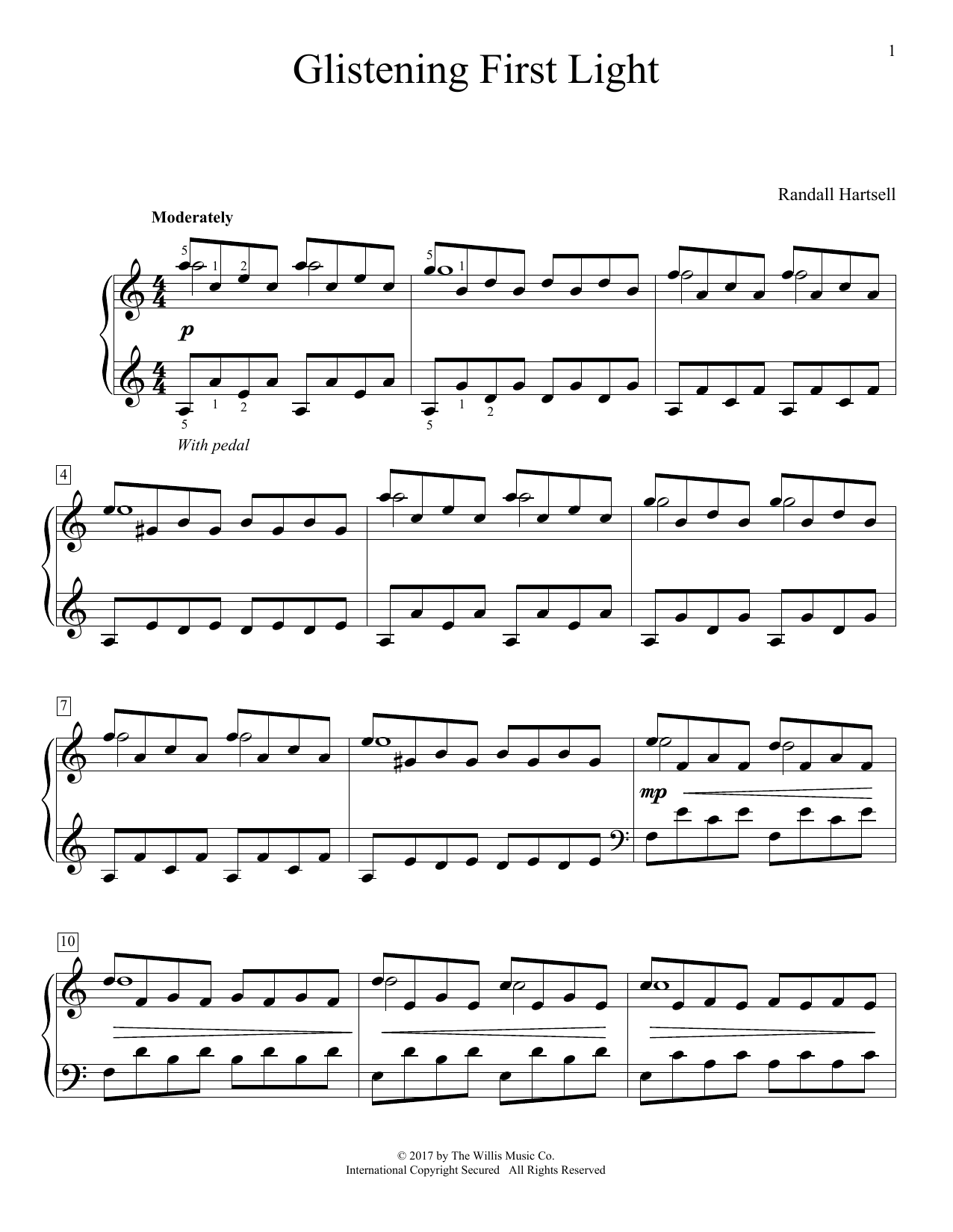 Randall Hartsell Glistening First Light Sheet Music Notes & Chords for Educational Piano - Download or Print PDF