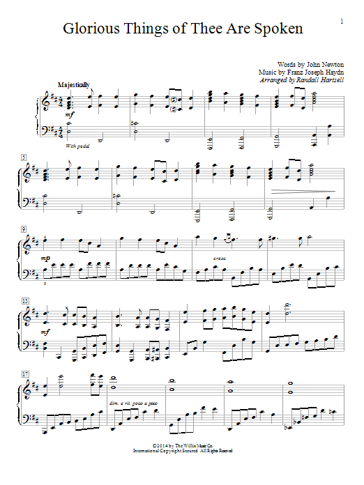Randall Hartsell Glorious Things Of Thee Are Spoken Sheet Music Notes & Chords for Educational Piano - Download or Print PDF