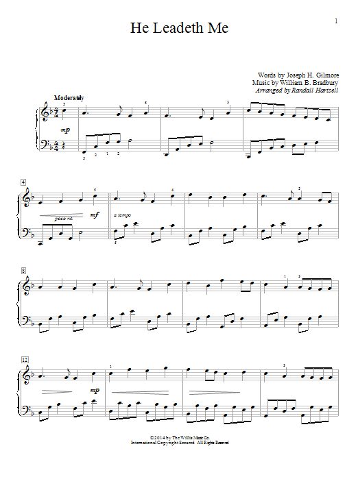Randall Hartsell He Leadeth Me Sheet Music Notes & Chords for Educational Piano - Download or Print PDF