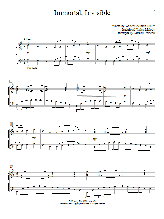 Randall Hartsell Immortal, Invisible Sheet Music Notes & Chords for Educational Piano - Download or Print PDF