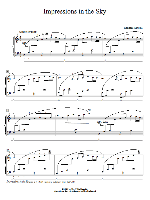 Randall Hartsell Impressions In The Sky Sheet Music Notes & Chords for Educational Piano - Download or Print PDF