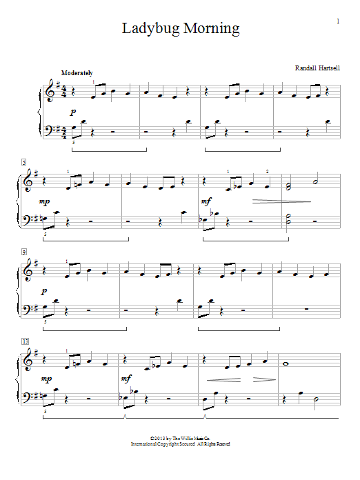 Randall Hartsell Ladybug Morning Sheet Music Notes & Chords for Educational Piano - Download or Print PDF
