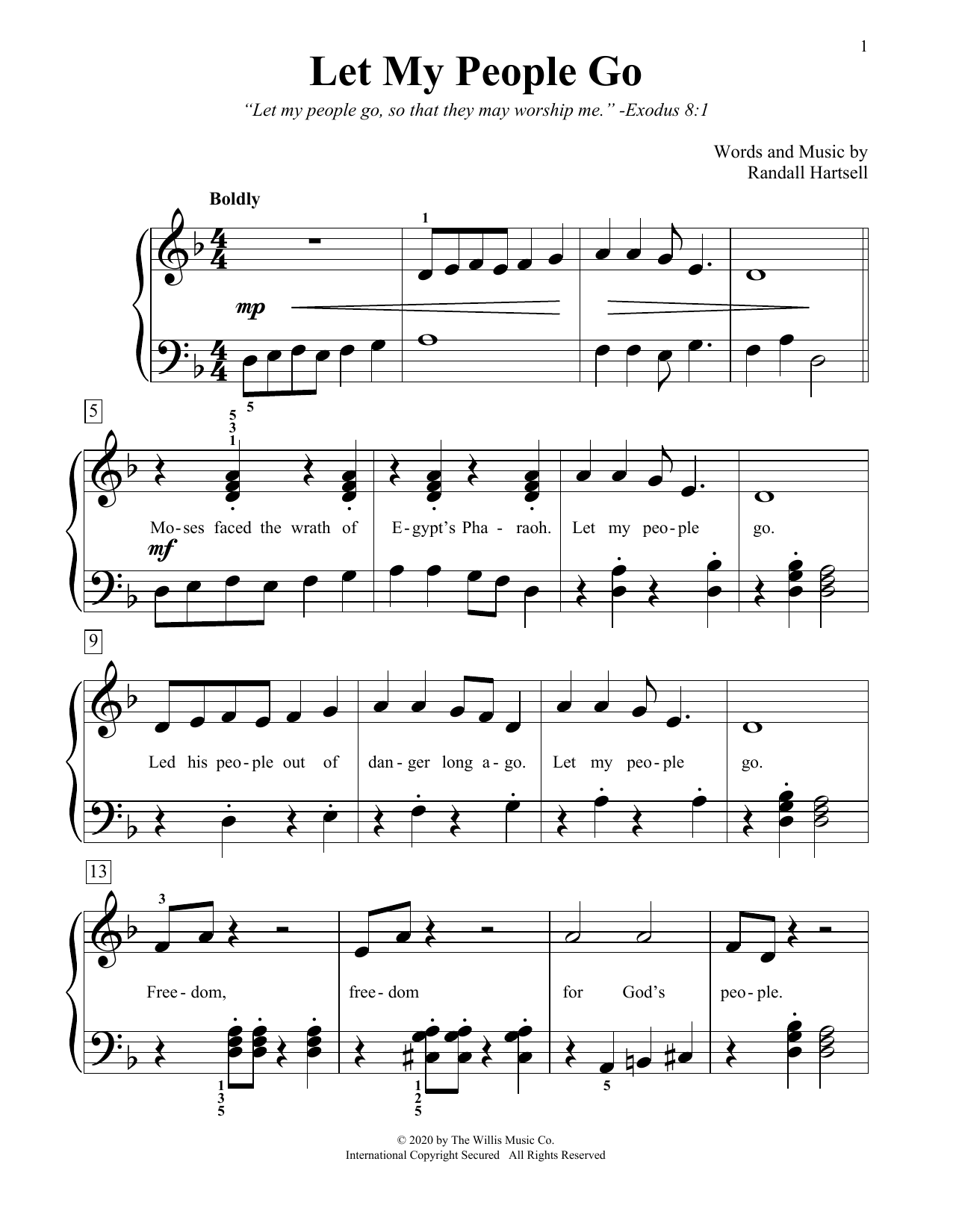 Randall Hartsell Let My People Go Sheet Music Notes & Chords for Educational Piano - Download or Print PDF