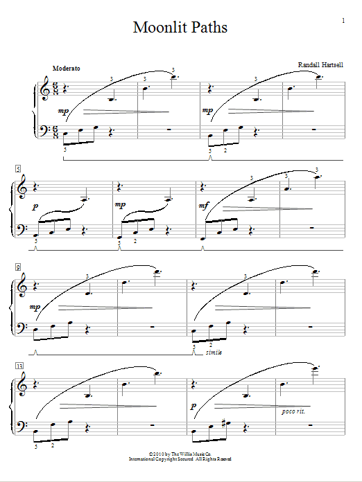 Randall Hartsell Moonlit Paths Sheet Music Notes & Chords for Educational Piano - Download or Print PDF
