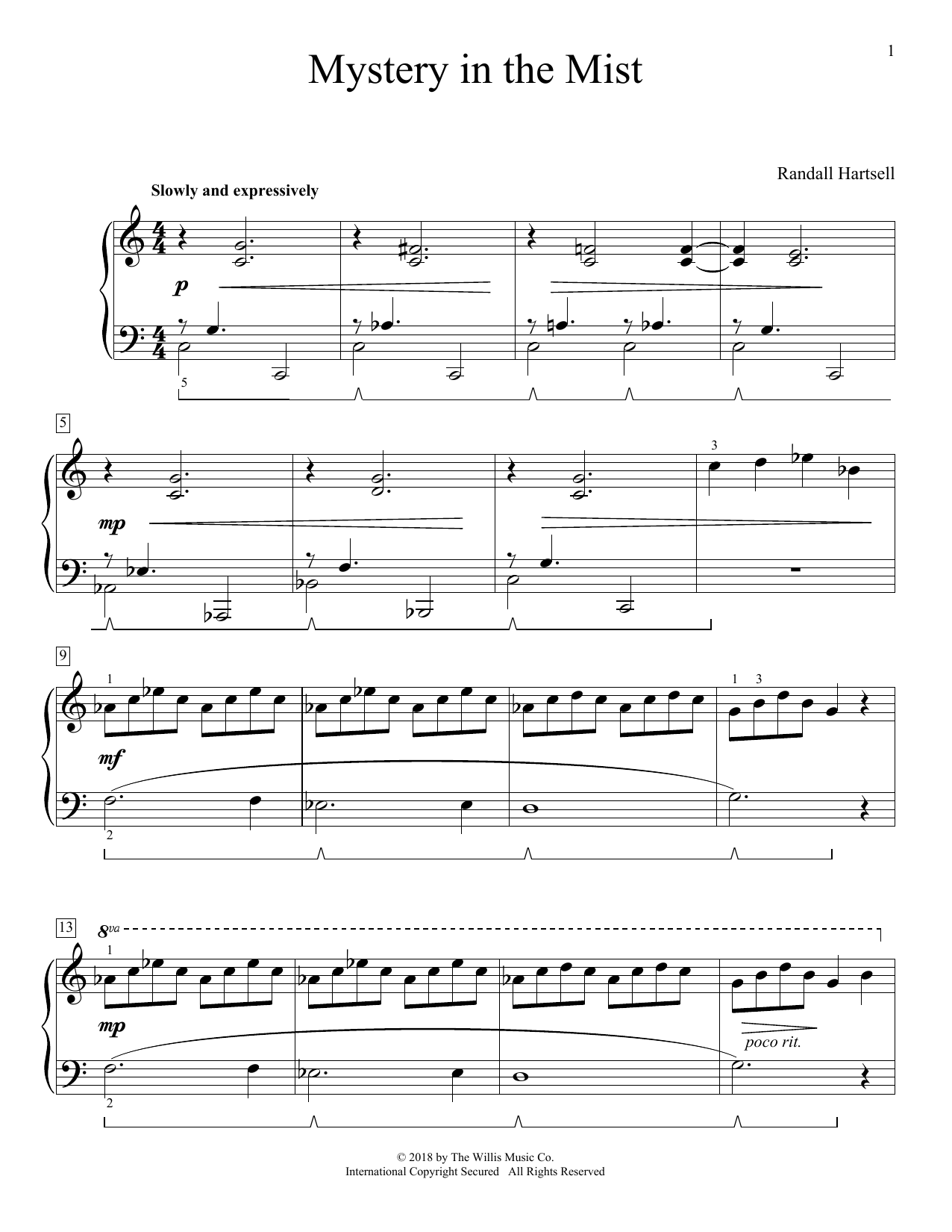 Randall Hartsell Mystery In The Mist Sheet Music Notes & Chords for Educational Piano - Download or Print PDF