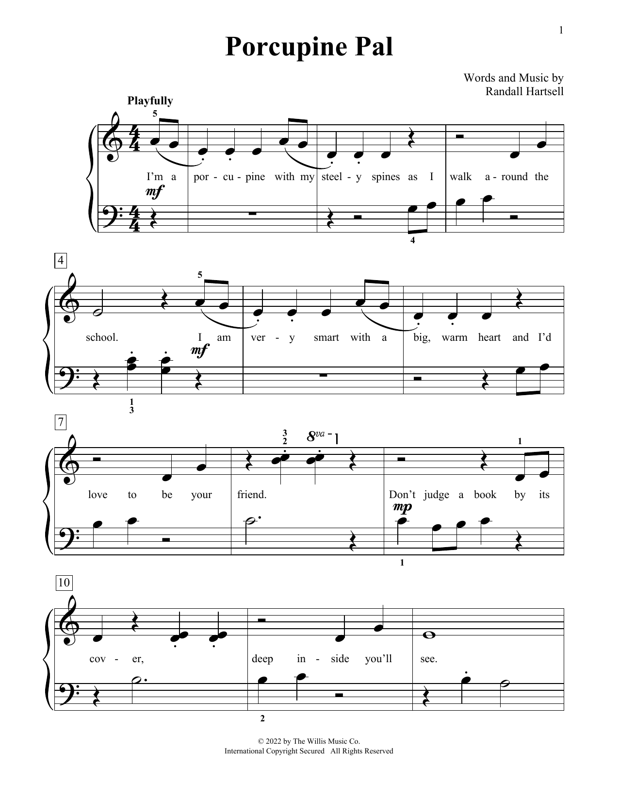 Randall Hartsell Porcupine Pal Sheet Music Notes & Chords for Educational Piano - Download or Print PDF