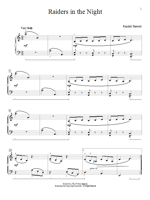 Randall Hartsell Raiders In The Night Sheet Music Notes & Chords for Educational Piano - Download or Print PDF