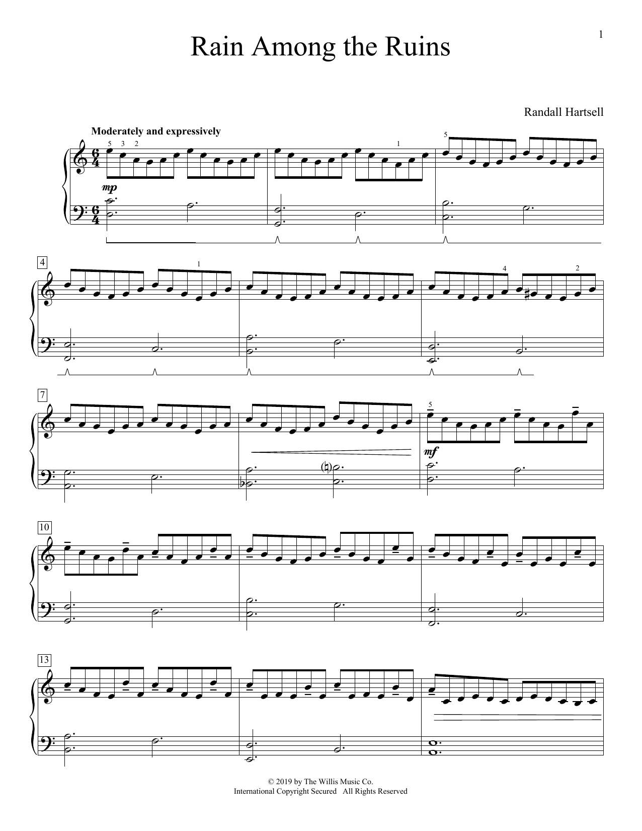 Randall Hartsell Rain Among The Ruins Sheet Music Notes & Chords for Educational Piano - Download or Print PDF
