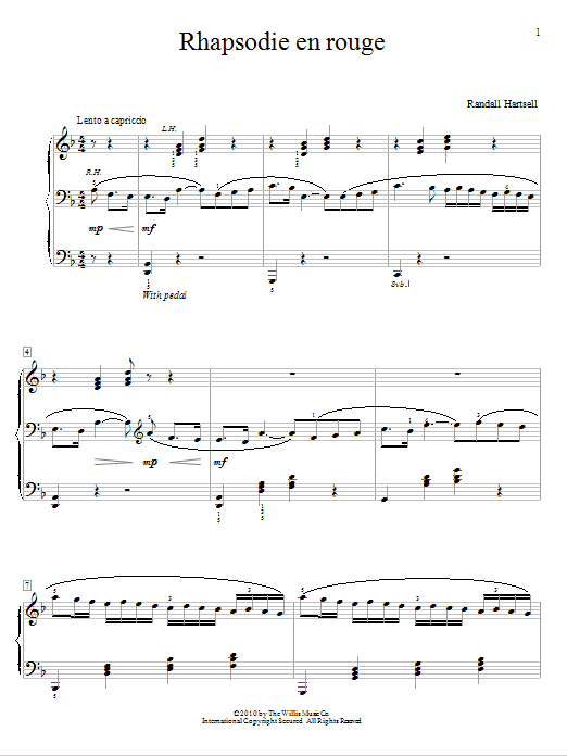 Randall Hartsell Rhapsodie En Rouge Sheet Music Notes & Chords for Educational Piano - Download or Print PDF