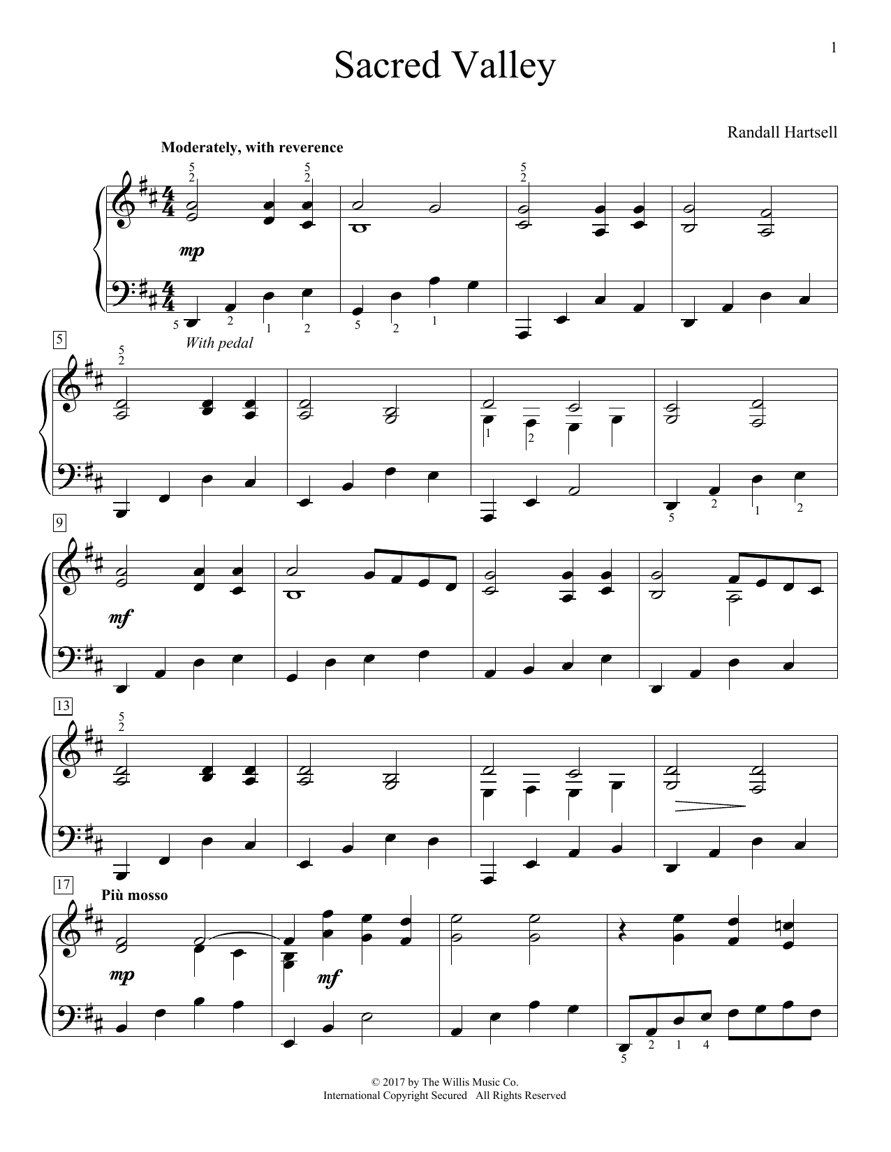 Randall Hartsell Sacred Valley Sheet Music Notes & Chords for Educational Piano - Download or Print PDF