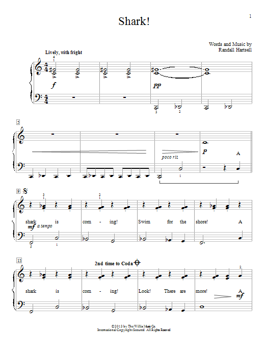 Randall Hartsell Shark! Sheet Music Notes & Chords for Educational Piano - Download or Print PDF