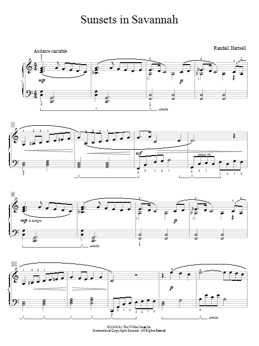 Randall Hartsell Sunsets In Savannah Sheet Music Notes & Chords for Educational Piano - Download or Print PDF