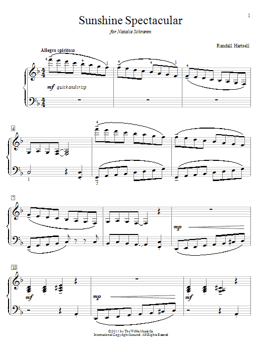 Randall Hartsell Sunshine Spectacular Sheet Music Notes & Chords for Educational Piano - Download or Print PDF