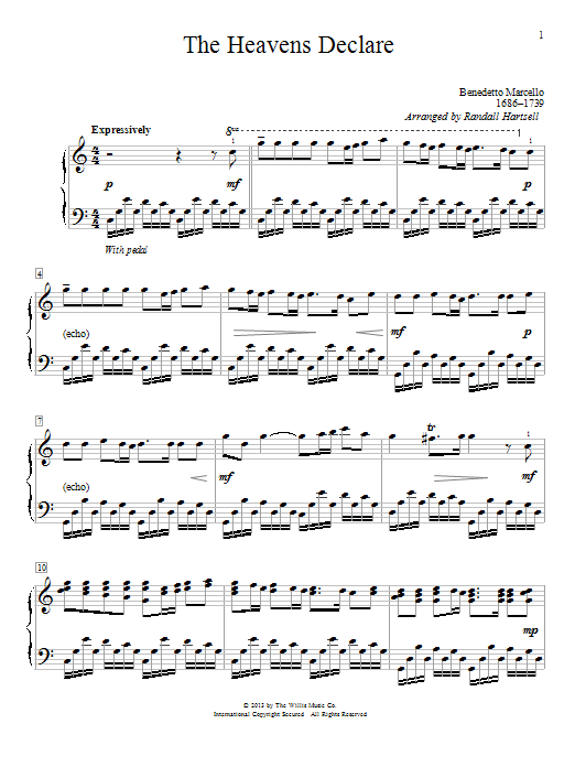 Randall Hartsell The Heavens Declare Sheet Music Notes & Chords for Piano - Download or Print PDF