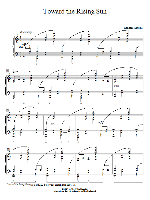 Randall Hartsell Toward The Rising Sun Sheet Music Notes & Chords for Educational Piano - Download or Print PDF