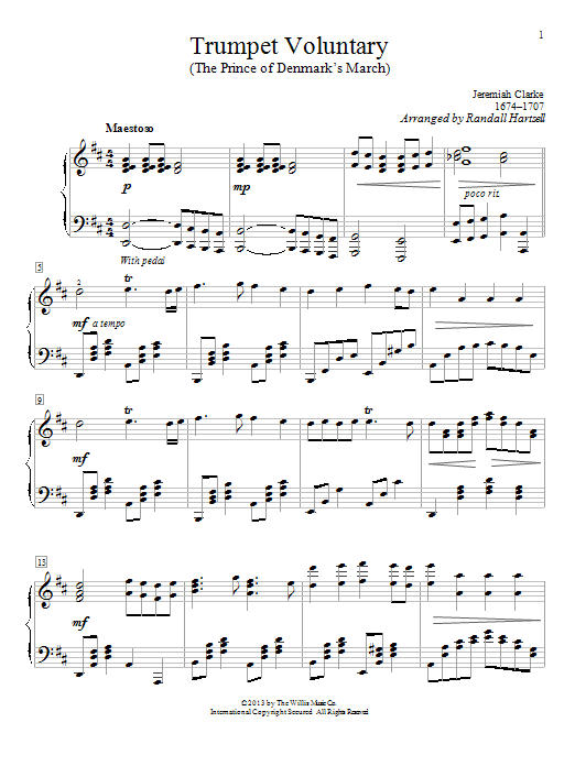 Randall Hartsell Trumpet Voluntary Sheet Music Notes & Chords for Piano - Download or Print PDF