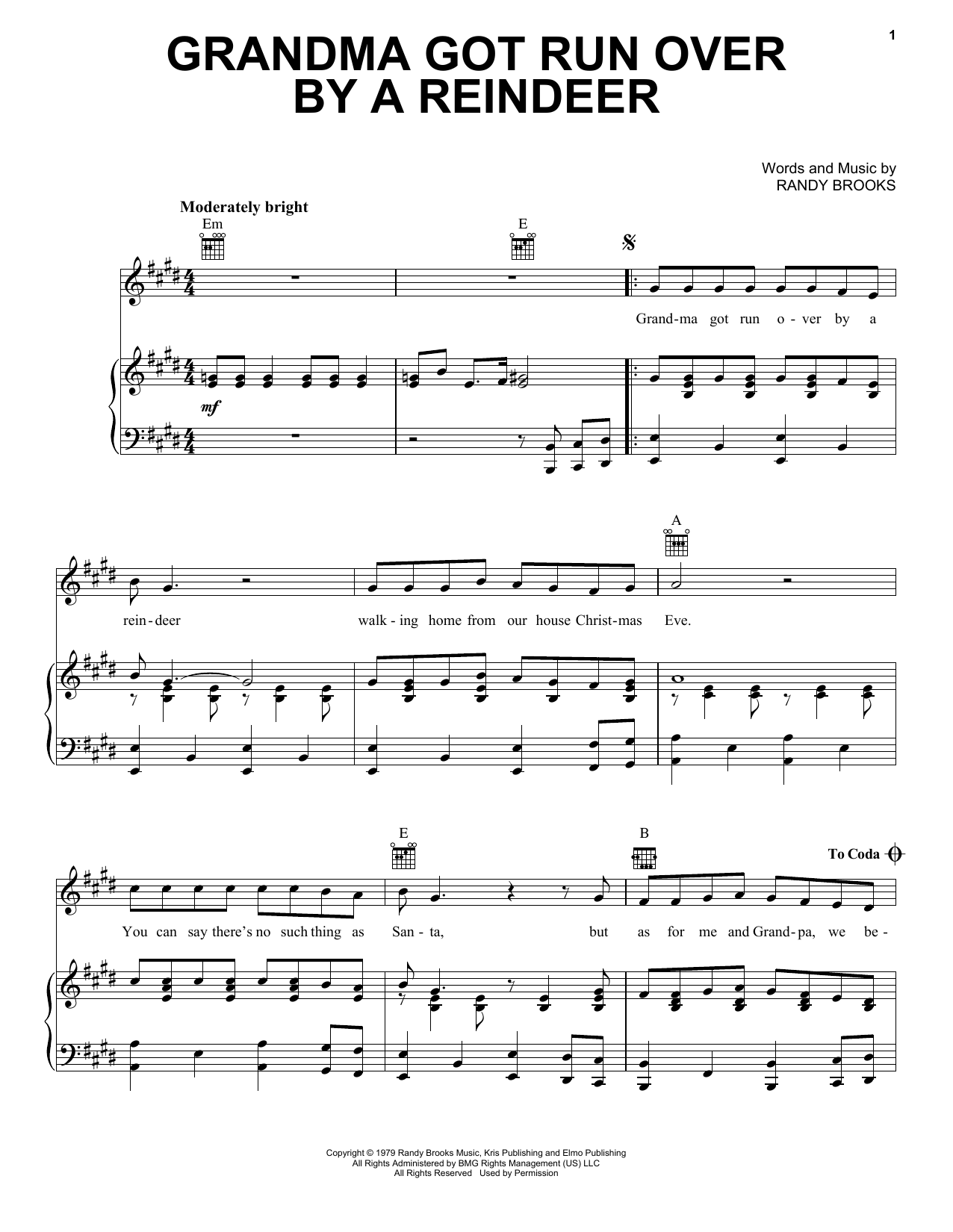 Randy Brooks Grandma Got Run Over By A Reindeer Sheet Music Notes & Chords for Violin - Download or Print PDF