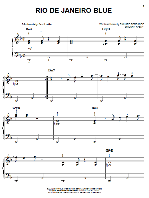 Randy Crawford Rio De Janeiro Blue Sheet Music Notes & Chords for Easy Piano - Download or Print PDF