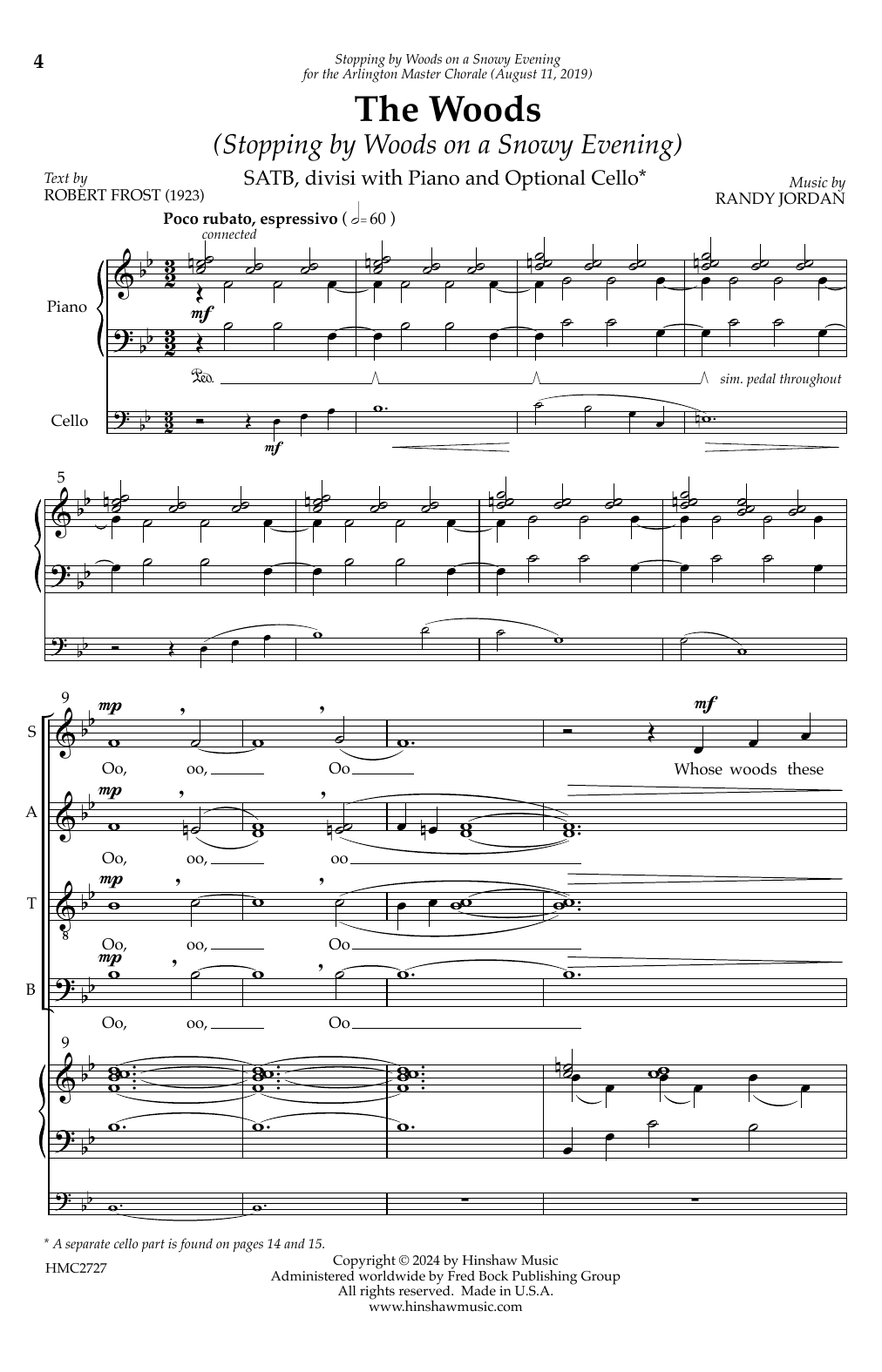 Randy Jordan The Woods (Stopping By Woods On A Snowy Evening) Sheet Music Notes & Chords for SATB Choir - Download or Print PDF