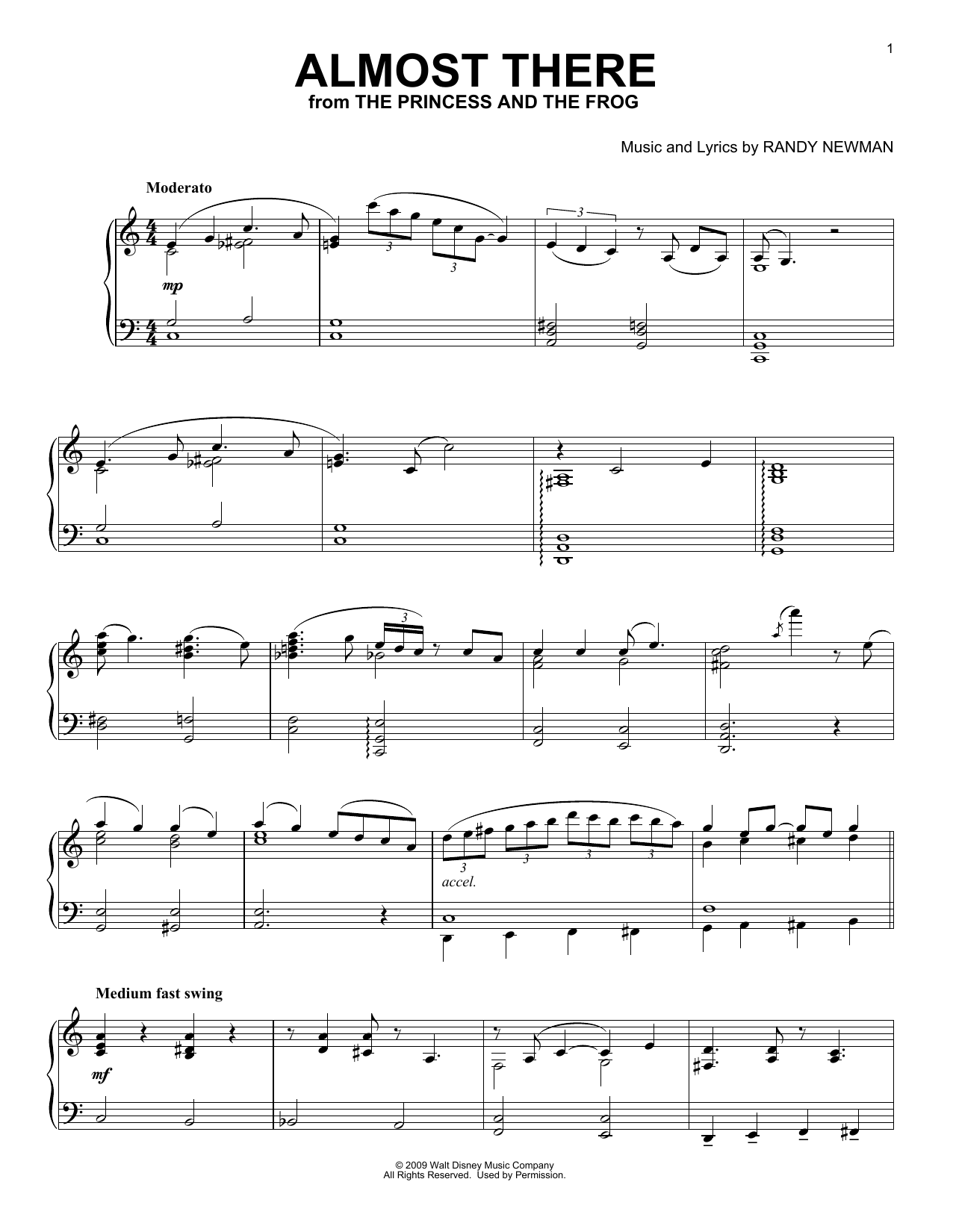 Randy Newman Almost There (from The Princess And The Frog) [Classical version] Sheet Music Notes & Chords for Piano Solo - Download or Print PDF