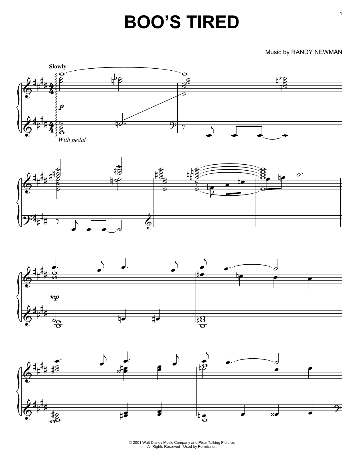 Randy Newman Boo's Tired Sheet Music Notes & Chords for Piano - Download or Print PDF