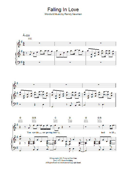 Randy Newman Falling In Love Sheet Music Notes & Chords for Piano, Vocal & Guitar - Download or Print PDF