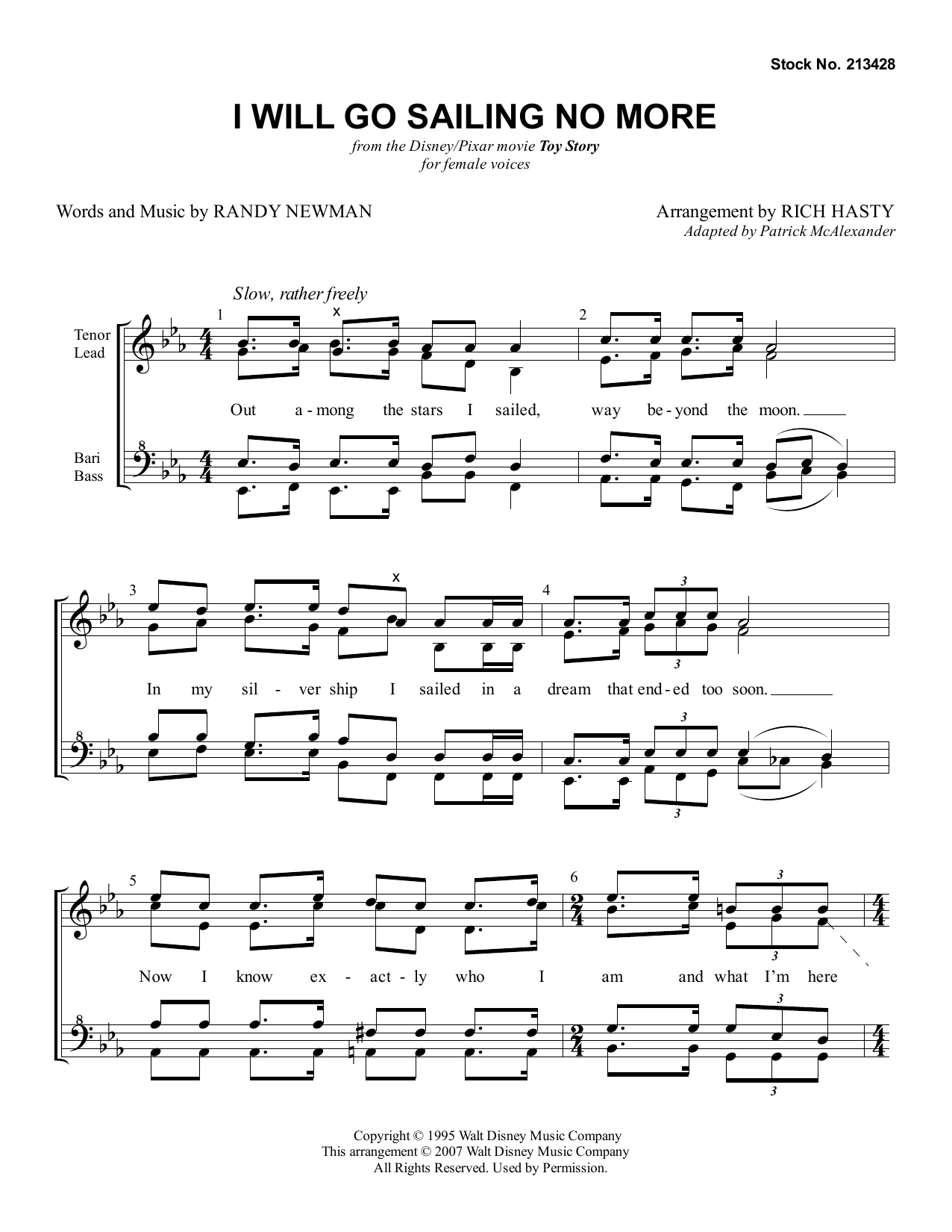 Randy Newman I Will Go Sailing No More (arr. Richard Hasty) Sheet Music Notes & Chords for TTBB Choir - Download or Print PDF