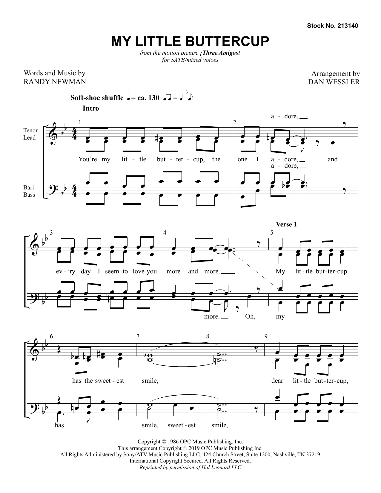 Randy Newman My Little Buttercup (arr. Dan Wessler) Sheet Music Notes & Chords for TTBB Choir - Download or Print PDF