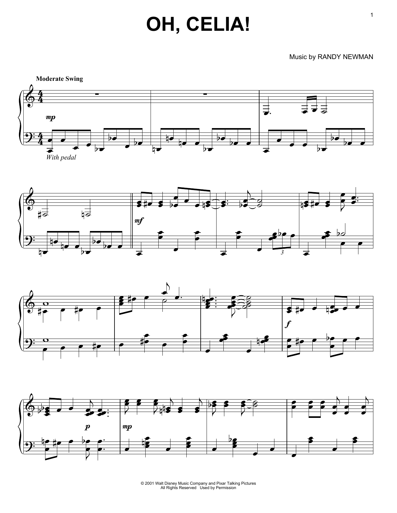 Randy Newman Oh, Celia! Sheet Music Notes & Chords for Piano - Download or Print PDF