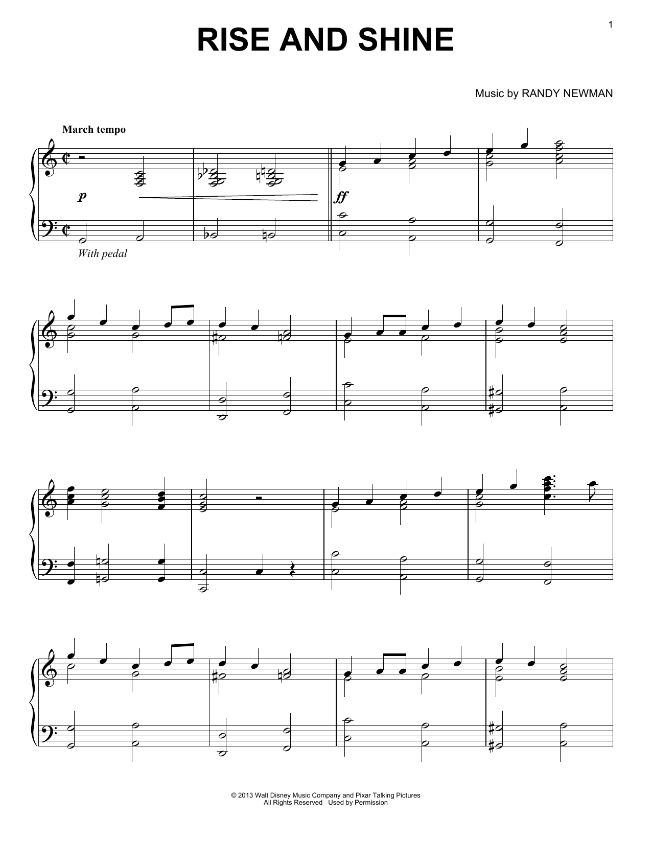 Randy Newman Rise And Shine Sheet Music Notes & Chords for Piano - Download or Print PDF